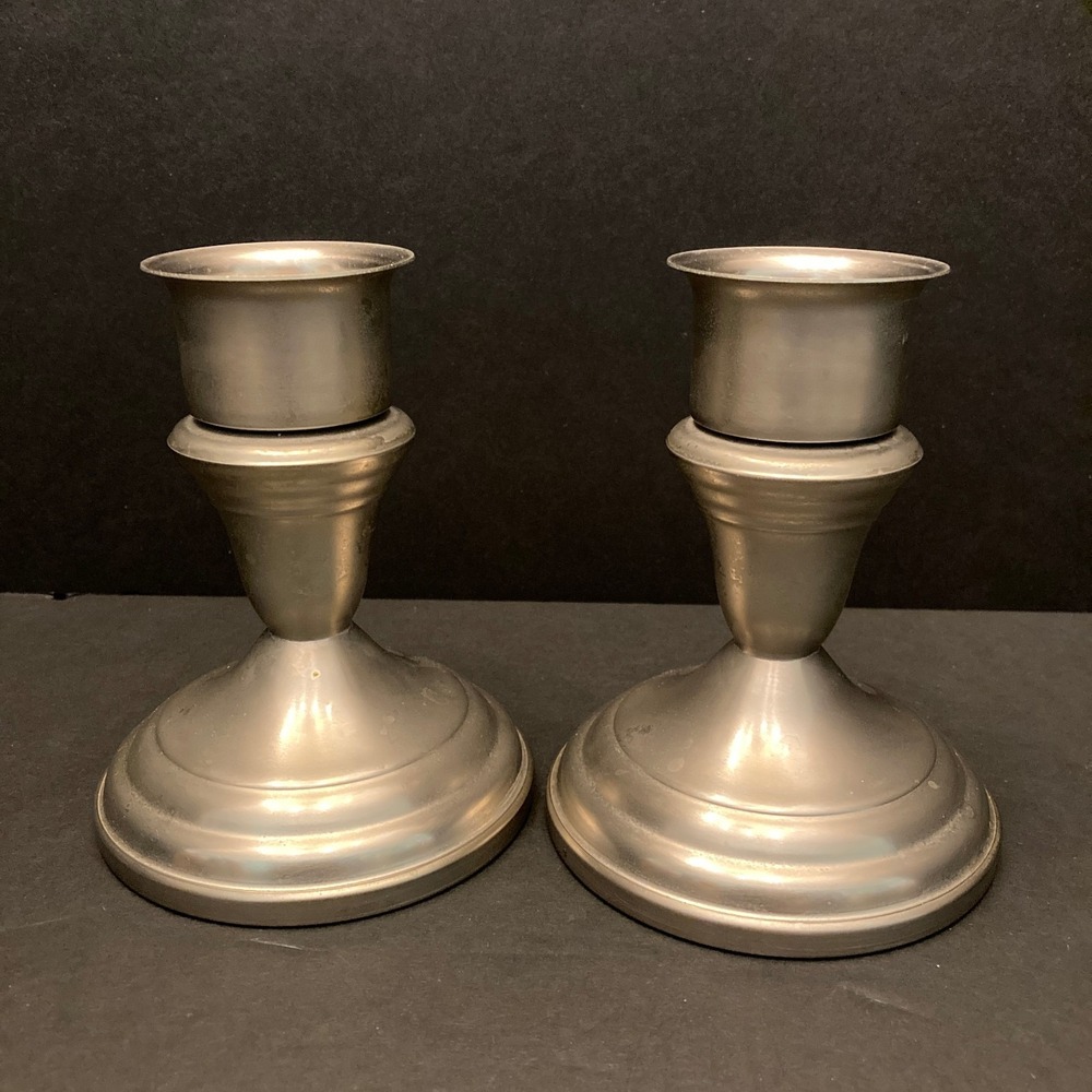 Provincetown Pewterlite Candlestick Holders Vtg Convertible F.B. Rogers Taper‎